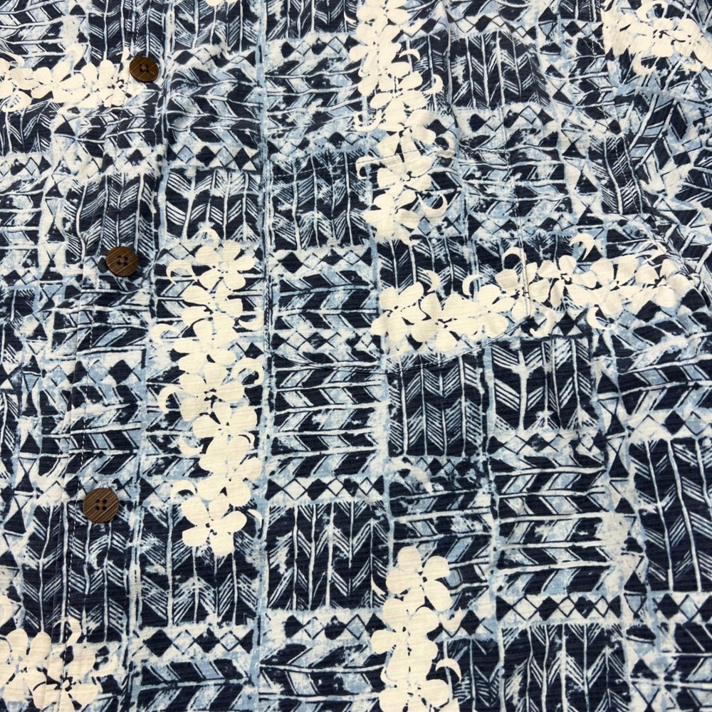 Tommy Bahama Mens Large Silk Hawaiian Camp Shirt Blue White Floral Original‎ Fit